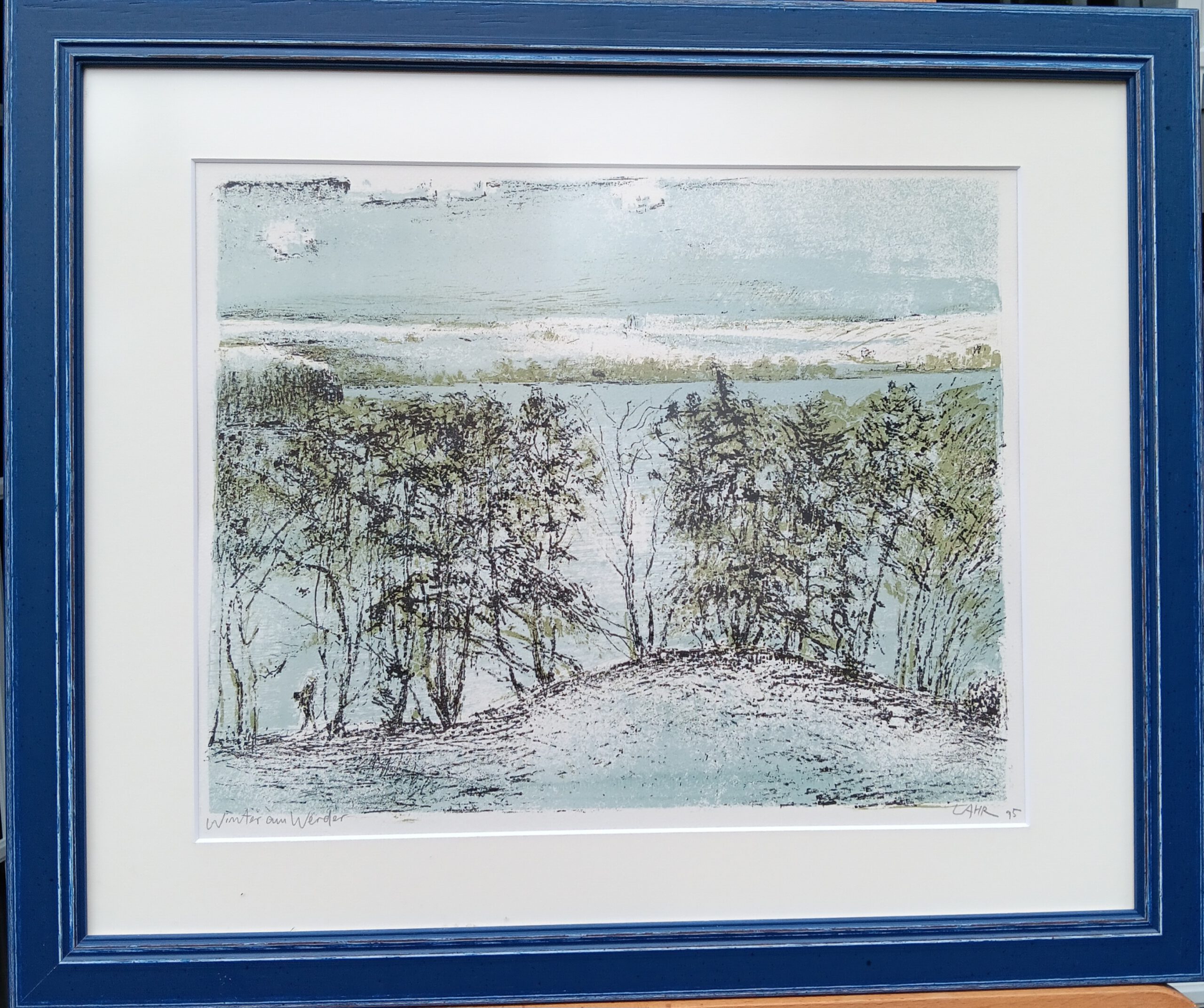 Gerhard Lahr, Algraphie, " Bohnenwerder " gerahmt 140,-- Euro