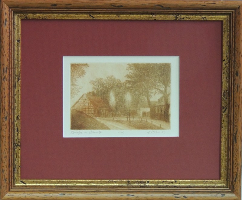 Kaltnadelradierung Straße in Carwitz 24 x 30 cm gerahmt 60,--